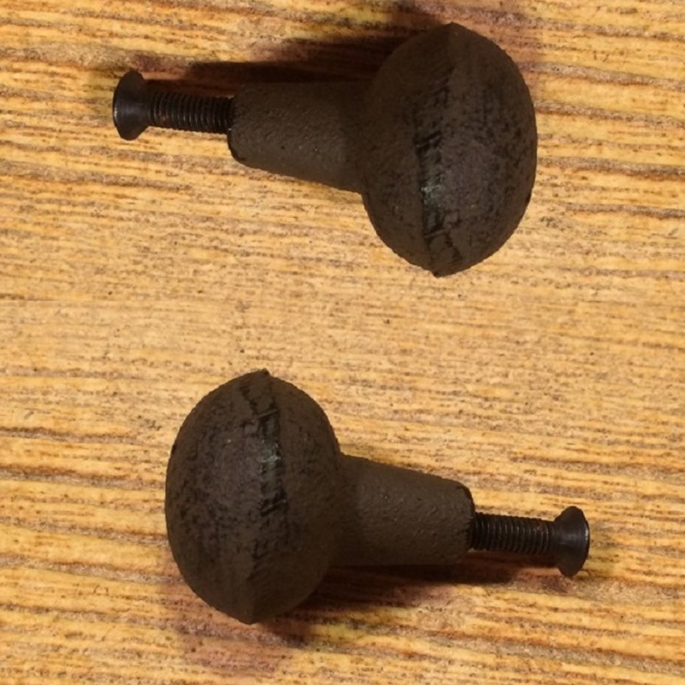 Two (2) Cast Iron Round Knobs Antique Style 1 1/4" wide Cabinet Knobs 0184-3758